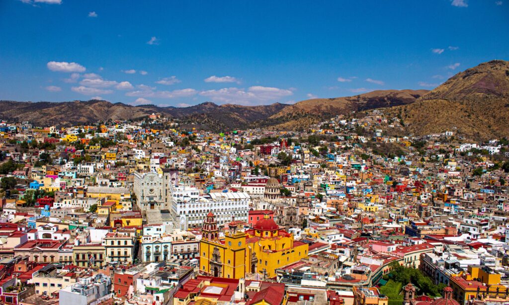 aerial shot of Guanajuato City Mexico